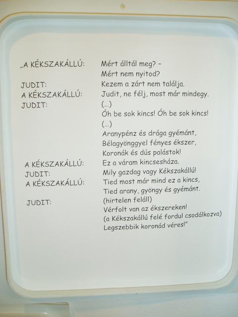Kékszakállú  herceg vára / Duke bluebeard's castle - 3. idézet / quotation